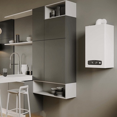 Caldaia a gas appesa parete lussuosa di aspetto con stile bruciante del radiatore LCD dell'esposizione